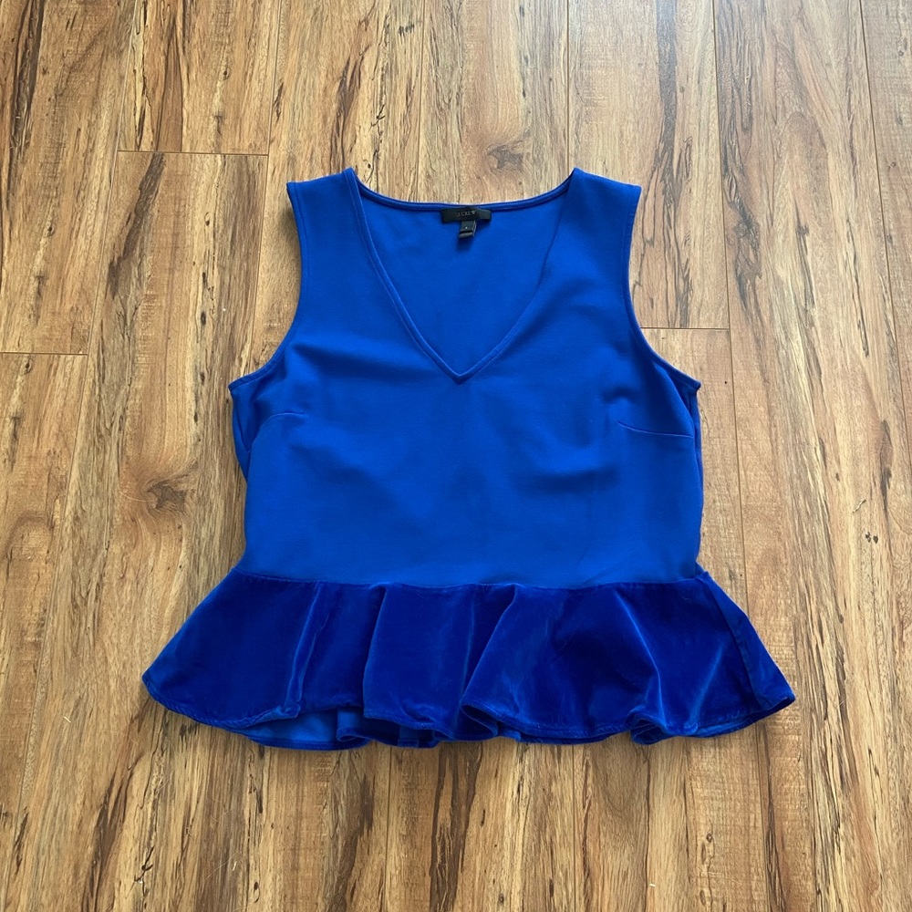J Crew Velvet Peplum Top sz S